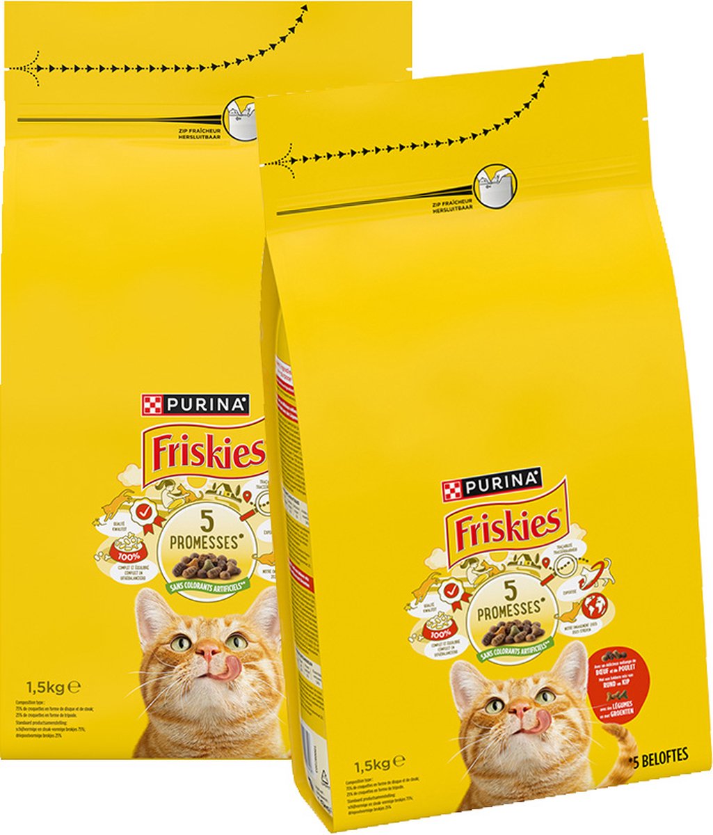 Friskies droogvoer voor katten - rund, kip & groenten - 2 x 1500g