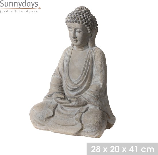 tuin figuur- MY GARDEN RESIN BUDDHA STATUETTE 28X20XH41CM