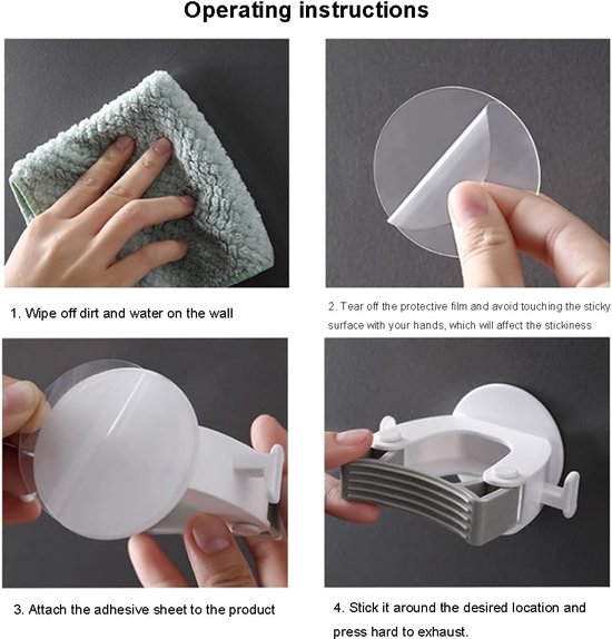 Bezemhouder - 4 stuks - Zelfklevend - Bezem Ophangsysteem - Gereedschaphouder - Wandhouder - Gereedschapshouder - Gereedschapshouder - met Ophanghaken - Mop Ophangsyteem - Hanger Achter de Deuren - Badkamer Accwssoires - gereedschap houder van Topylife — afbeelding 5