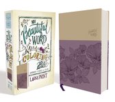 NIV Beautiful Word Coloring Bible Large Print in paars met bloemenprint en beige bovenkant.