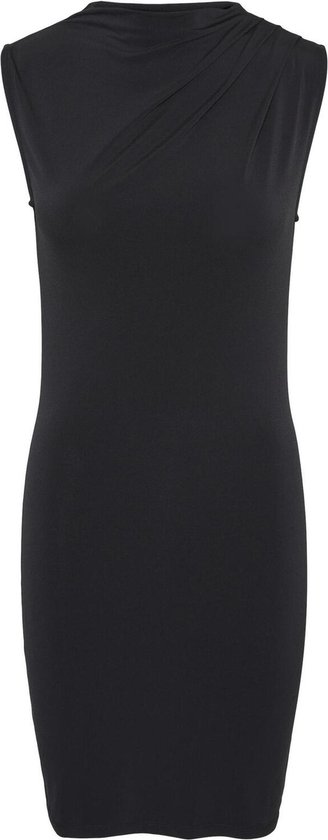 Pieces Jurk Pcmadison Sl Draped Dress Noos Bc 17151144 Black Dames Maat - S