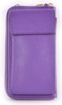 Lederen portemonnee/telefoontasje - paars - made in Italy