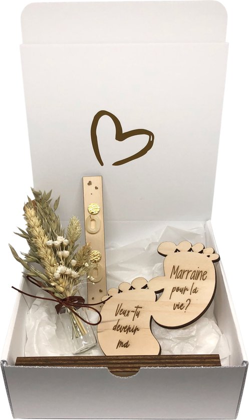 Carte En Bois "Veux-tu être Ma Marraine ?" Avec Ours Amovible - Cadeau Personnalisable Pour Marraine - 7