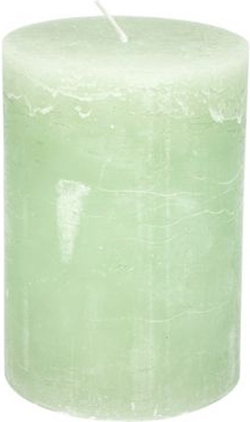 Bougie pilier - vert clair - 10x15cm - paraffine - lot de 2