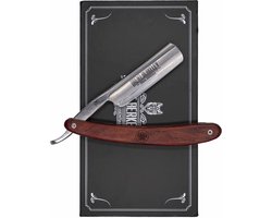 Straight Razor - Brent Berkeley | Klassiek barbiersmes - Luxe Open scheermes -Scheermes van hout - mahonie hout - cutthroat van carbon staal - Barbier - Nekmes - klapmes - kappersmes - leren etui - Universeel