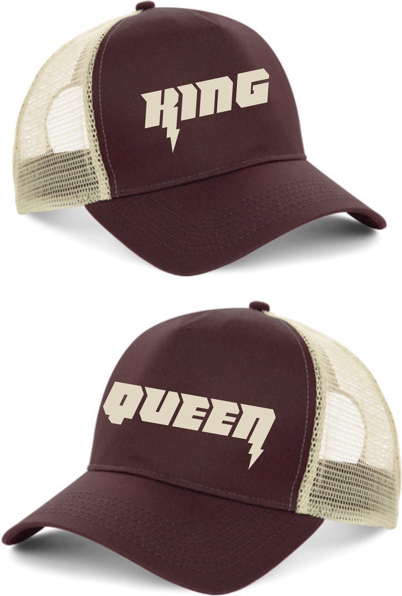 Pet-bruin-beige-King en Queen bliksem-2 stuks