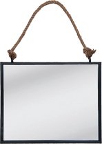 Vtw Living - Industriële Spiegel - Wandspiegel - Wandrek - Zwart - 50 cm