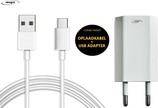 USB Adapter met USB-C Kabel 1 Meter - Wit - & Oplaadkabel voor Samsung... bol.com