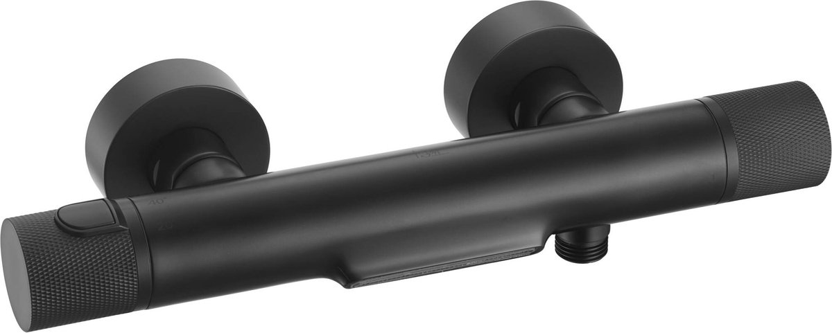 Ben Engraved Line Badkraan Waterval functie 15 cm Thermostatisch Mat zwart Keramisch Thermostaatkraan