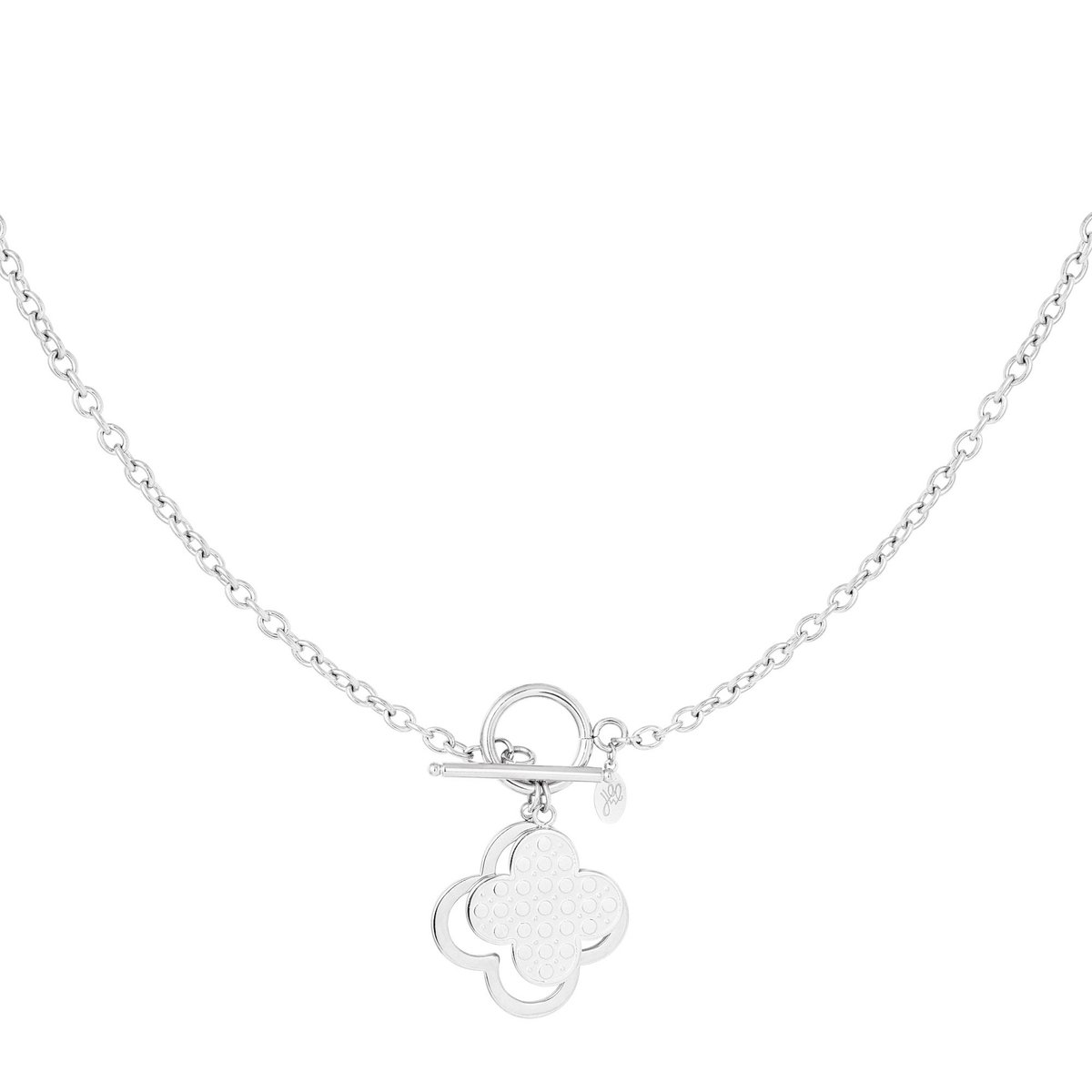 Bijoutheek Collier Schakel Ketting Twee Klavers Silver