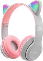 Kinder Hoofdtelefoon-Draadloze Koptelefoon-Kinder Headset-On Ear-Bluetooth-Microfoon-Katten Oorjtes-Led Verlichting-Roze