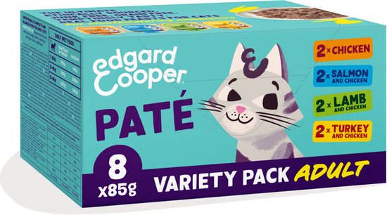 Edgard & Cooper Kattenvoer Adult 4 x Multipack Pate 8 pack x 85 gr