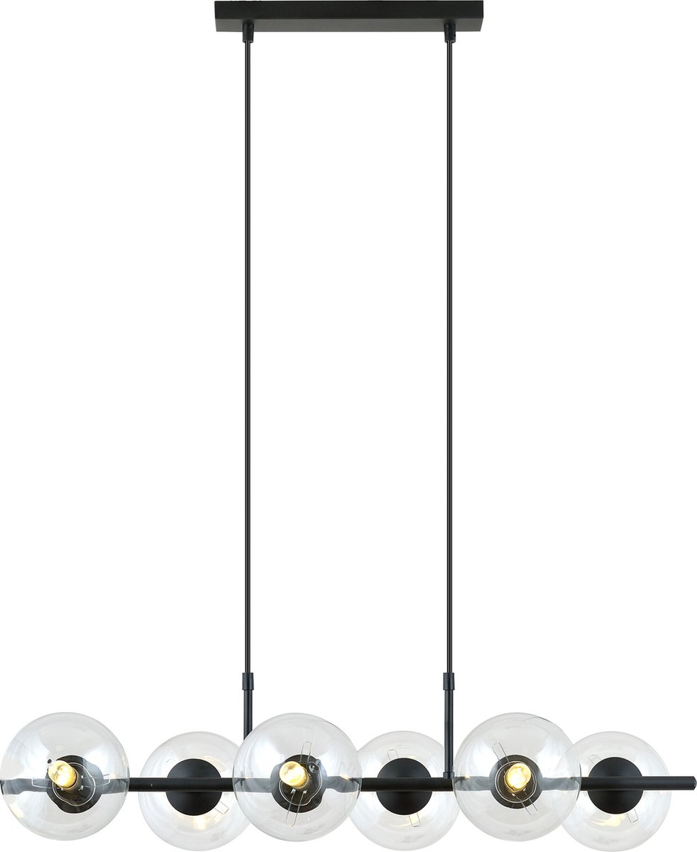 Emibig - Hanglamp Rory 6 Zwart/Transparant 95 cm