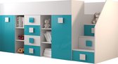 InspireMe - Lit superposé LEDO 3 - Antresola - 90X200 cm - pour la Chambre de Bébé - Wit + Turquoise (sans Matras)