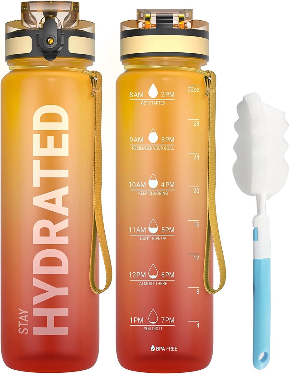 Bouteille d'Eau Motivationnelle 32 oz Grande Capacité avec