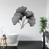 Wanddecoratie |Blad / Leaf | Metal - Wall Art | Muurdecoratie | Woonkamer | Buiten Decor |Zwart| 60x58cm