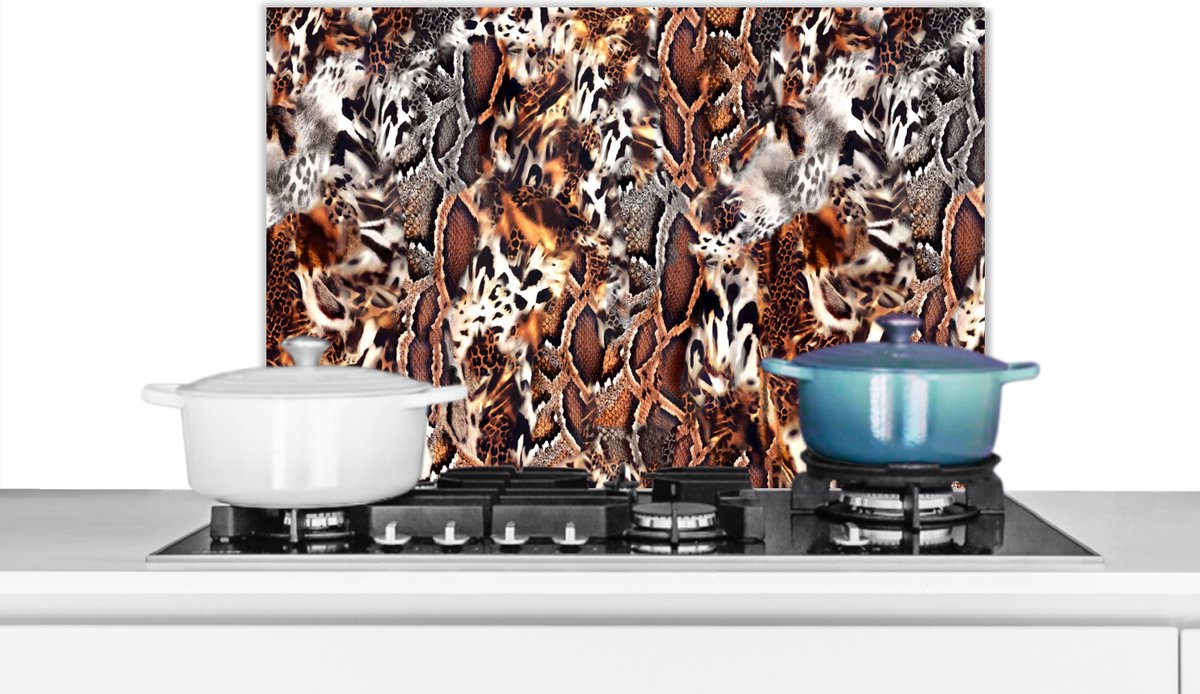 Spatscherm keuken - Slangenprint - Dieren - Zebra - Spatscherm - Spatwand - 60x40 cm