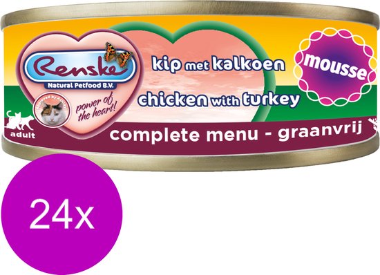 24x Renske Kattenvoer Mousse Kip - Kalkoen 70 gr