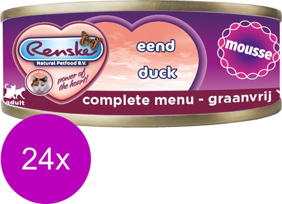 24x Renske Kattenvoer Mousse Eend 70 gr