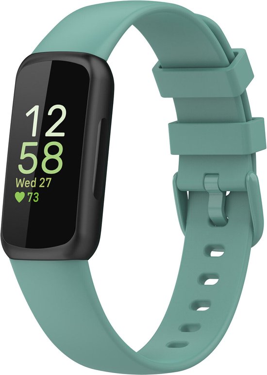 Siliconen Smartwatch bandje - Geschikt voor Fitbit Inspire 3 siliconen bandje - groen - Strap-it Horlogeband / Polsband / Armband - Maat: Maat L