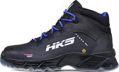 HKS CPO 50 S3 werkschoenen - veiligheidsschoenen - safety shoes - hoog - heren - antislip - ESD - lichtgewicht - Vegan - zwart/blauw - maat 42