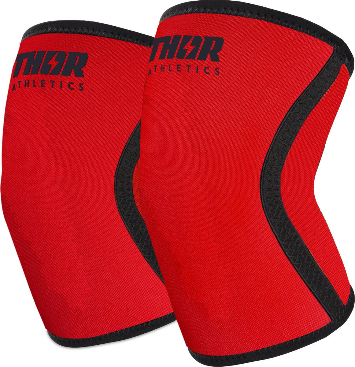 Thor Athletics - Knee Sleeves Rood - 7MM - Krachttraining Accessoires - Powerlifting - Bodybuilding - Squat - Maat (L)