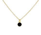 ARLIZI 2140 Collier pendentif cabochon onyx noir - argent massif plaqué or - 44 cm