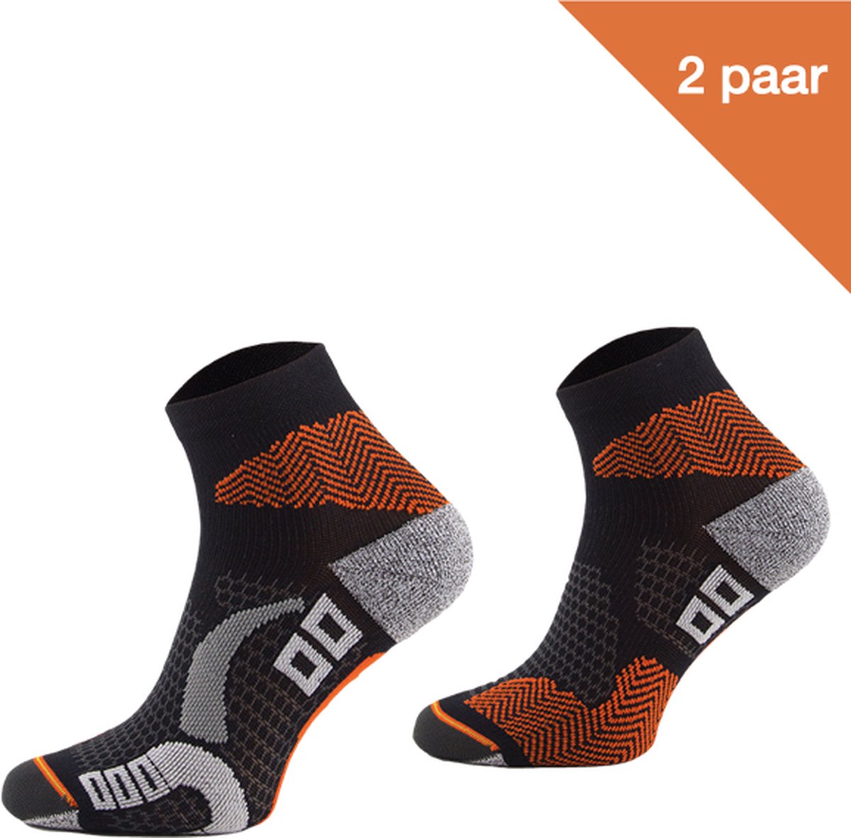 Comodo Hardloopsokken Polyamide RUN1 - Zwart/Oranje - 2 paar - Maat 43-46