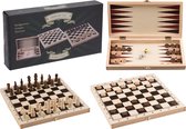 Free & Easy - 3 in 1 games set - Schaken - Dammen - Backgammon - Houten speelset  - FSC keurmerk verantwoorde materialen
