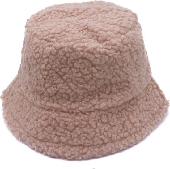 Bucket Hat Vissershoedje Teddy Stof Roze Hoedje