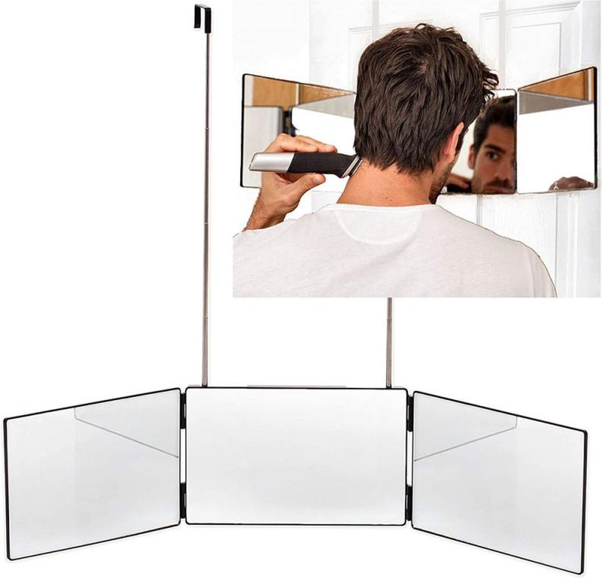 Miroir pliable à 360 degrés - Miroir de coiffure de qualité - 3 pièces | bol