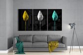 Insigne Glazen Schilderijen - Bloemen - Tulpen - 3-Delig  Mega Glasschilderij - 3x72x46 cm - 4 mm