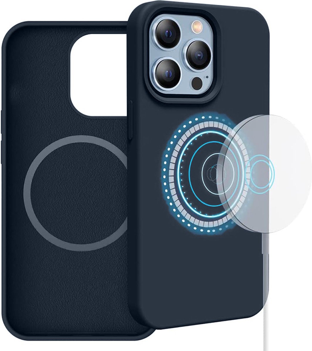 iPhone 14 Pro Siliconen Donker Blauw hoesje geschikt voor MagSafe - 6,1 inch
