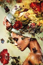 Lienz® Peinture de diamants adultes 40x60cm – Rond – Femme – Fleurs – Rose – Forfait Adultes