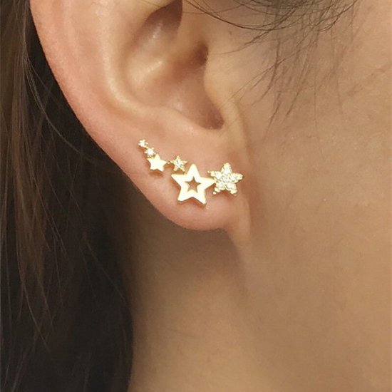 Joboly Boucles d'oreilles Star - Boucles d'oreilles d'oreilles Star Clips d'oreilles - Couleur Or Rose - Femme