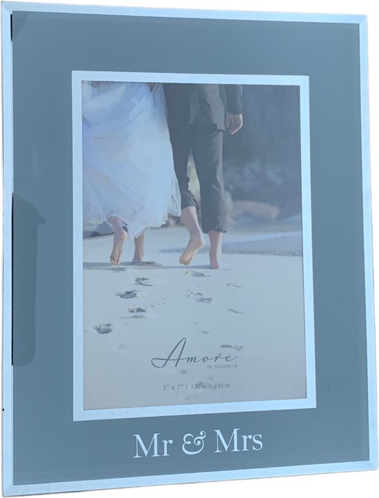 Fotolijst glas bruiloft huwelijk Mr en Mrs grijs en zilver van Amore by Juliana