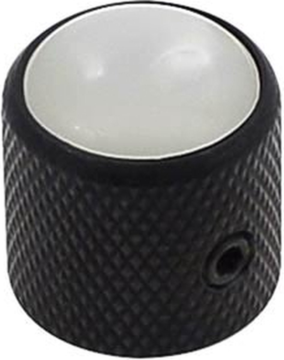 dome knob with pearloid inlay, 18x18mm with set screw, black