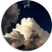 WallClassics - PVC Schuimplaat Muurcirkel - Wolken tegen Blauwe Lucht  - 80x80 cm Foto op Muurcirkel (met ophangsysteem)