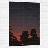 WallClassics - Muursticker - Silhouet van Verliefd Koppel - 70x105 cm Foto op Muursticker