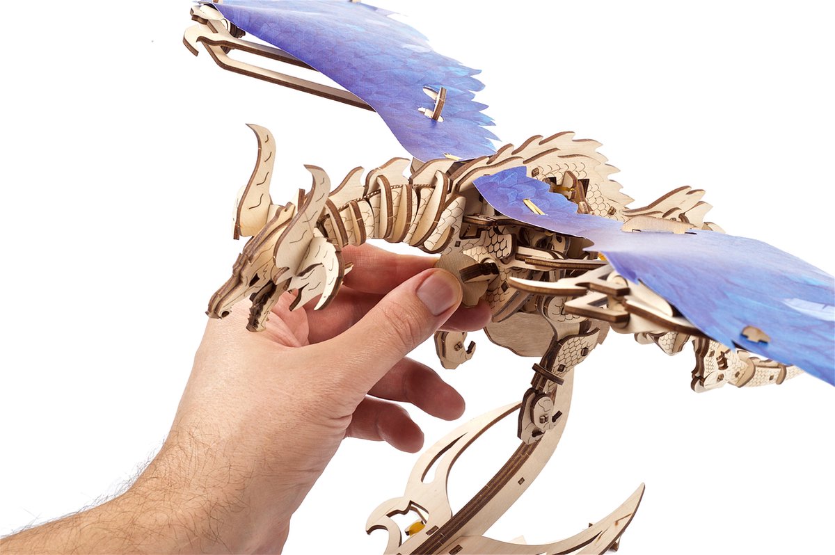 UGEARS 3D Modelbouw - Stormdraak - Mechanisch Bouwpakket Hout - Educatief Speelgoed — afbeelding 21