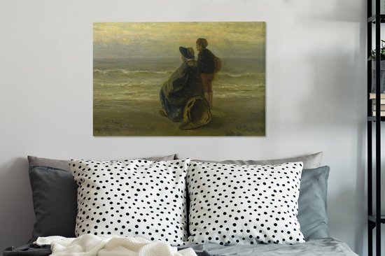 Tableau sur toile Mère et enfant à la mer - tableau de Jozef Israëls - 90x60 cm - Décoration murale