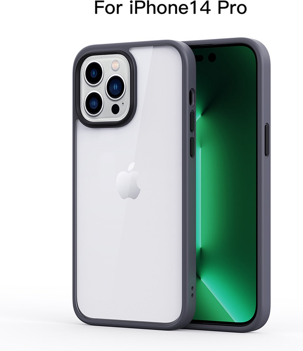 iPhone 14 pro case Transparante siliconen materiaal mobiele telefoon case grijs