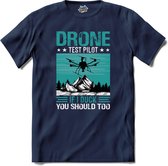 Drone test pilot | Drone met camera | Mini drones - T-Shirt - Unisex - Navy Blue - Maat L
