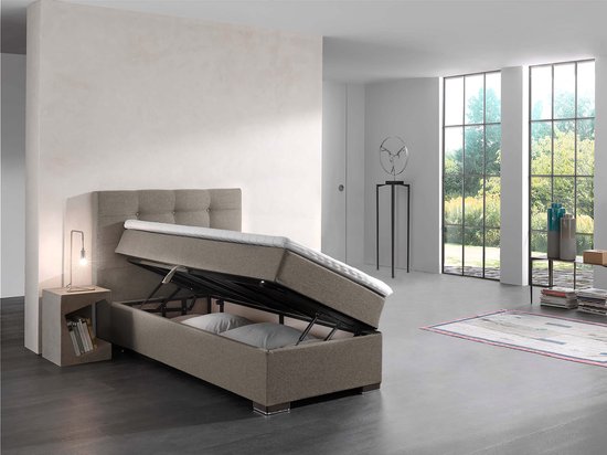 LIT BOXSPRING MALAGA TAUPE 90X200 CM BOXSPRING COMPLET AVEC TOPPER 