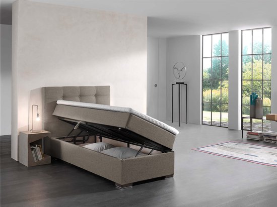 BOXSPRING BED MALAGA TAUPE 90X200 CM COMPLEET BOXSPRING MET TOPPER zetelsenbedden