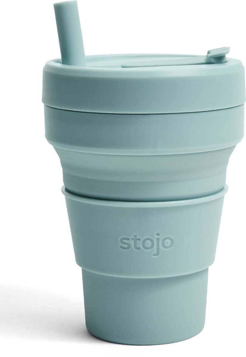 Stojo - Biggie Cup - 470 ml - Herbruikbaar - Opvouwbaar - Aquamarine