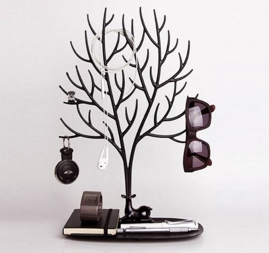 Elegante sieraden display boom zwart 25x41x15 cm