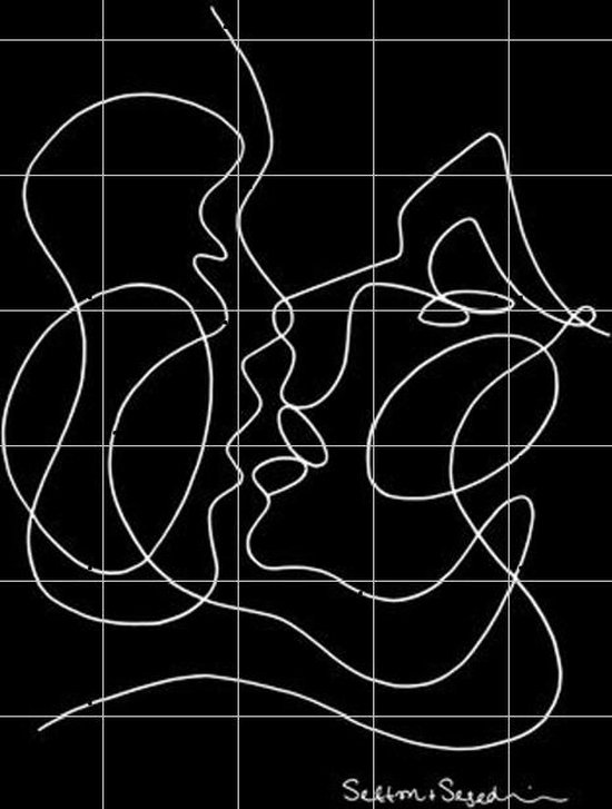 IXXI The Kissing black - Wanddecoratie - Abstract - 100 x 140 cm