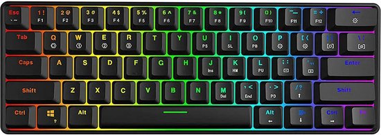 GK61 – RGB Mechanisch Gaming Toetsenbord 60% – QWERTY Bedraad Gaming Keyboard – Ergonomisch Hot-Swappable Met Multimedia Toetsen Inclusief…
