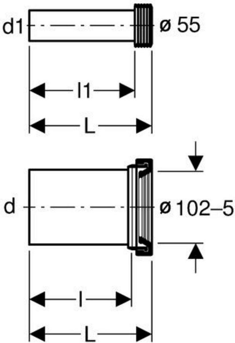 Geberit afvoer- en toevoermanchet - 18.5cm - 90/45mm - voor hangtoilet afbeelding